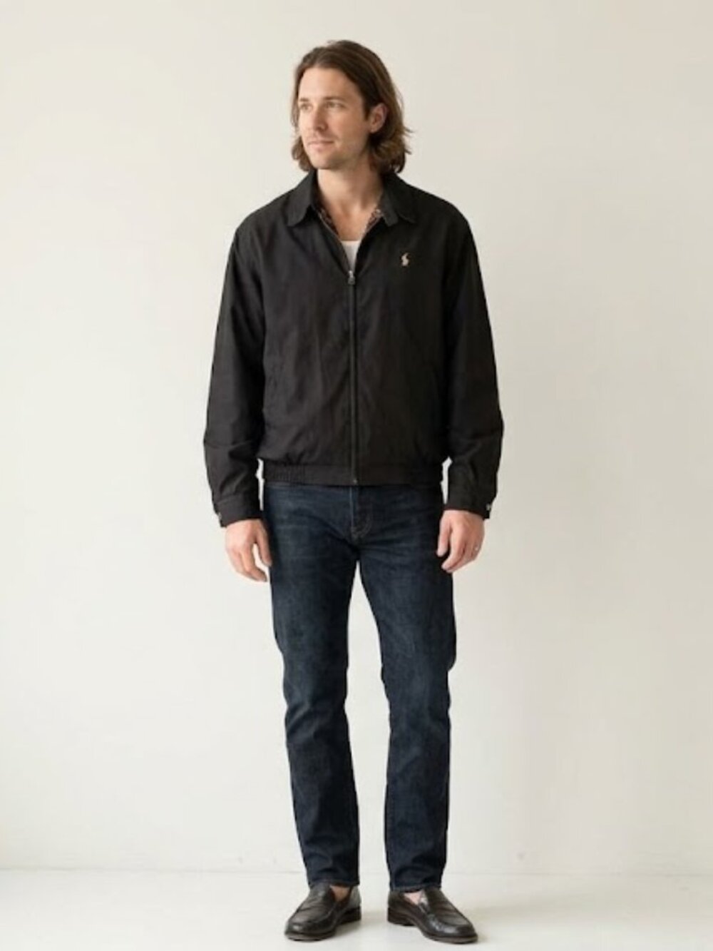 Polo Ralph Lauren Black Harrington Jacket M Bomber Preppy Vtg Old Money Luxury